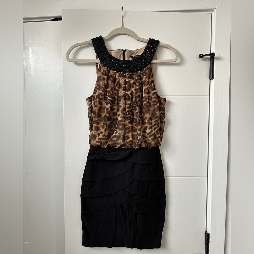 B Darlin dress size 1/2 leopard/black